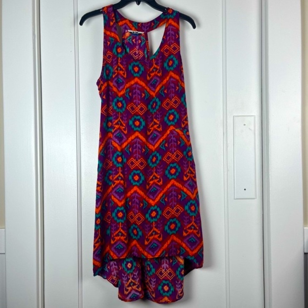 Kavu Multi Color Print Sleeveless Racerback Tanktop Hi Lo Dress Size Small